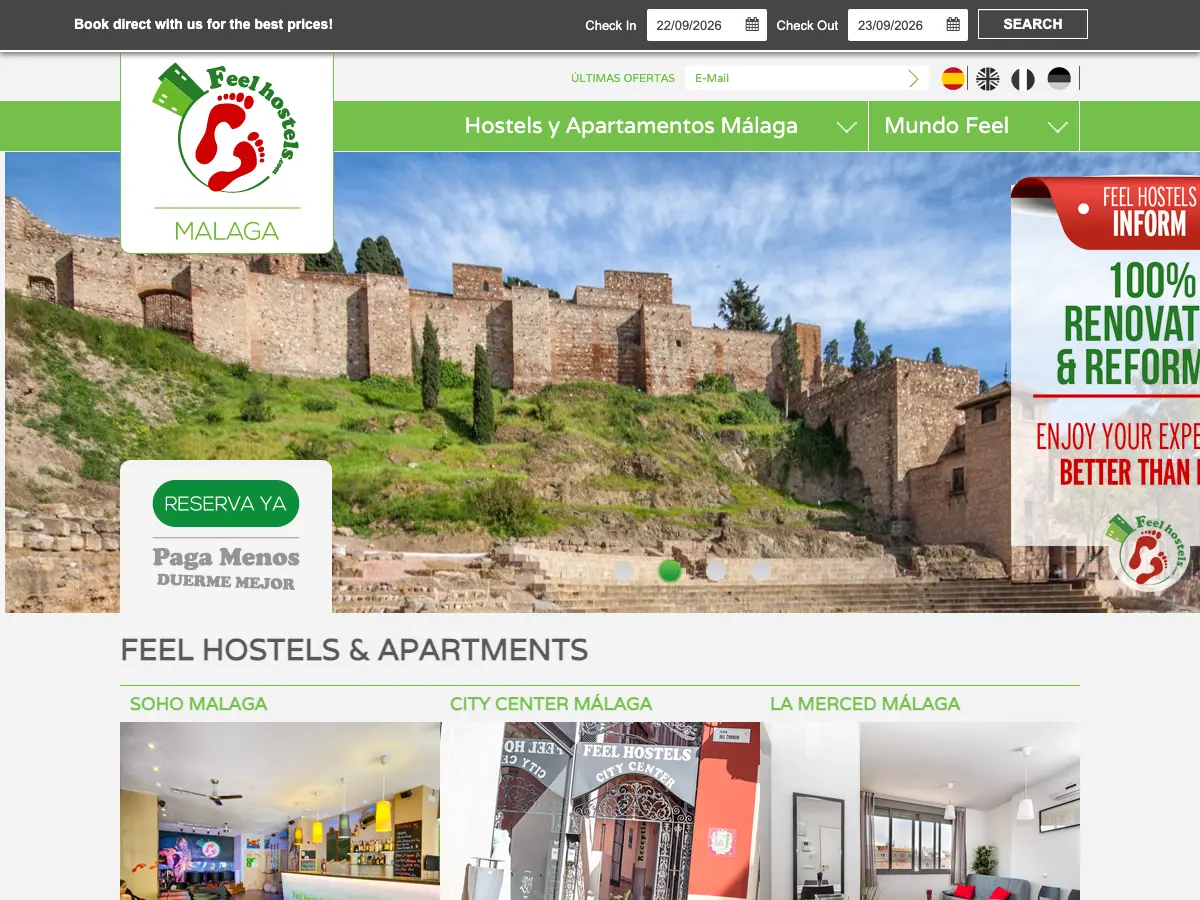 Feel Hostels Soho Malaga's website
