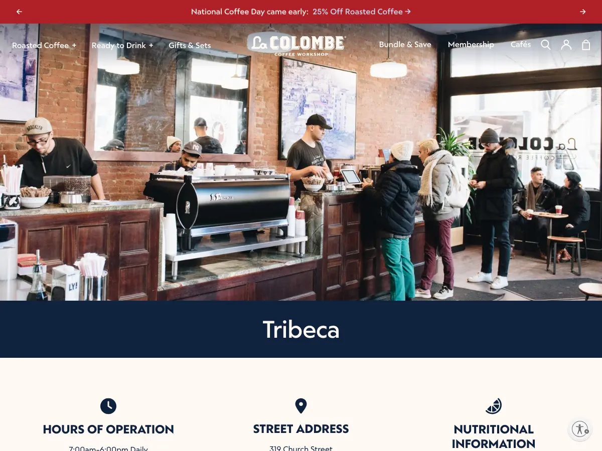 La Colombe Coffee Workshop's website