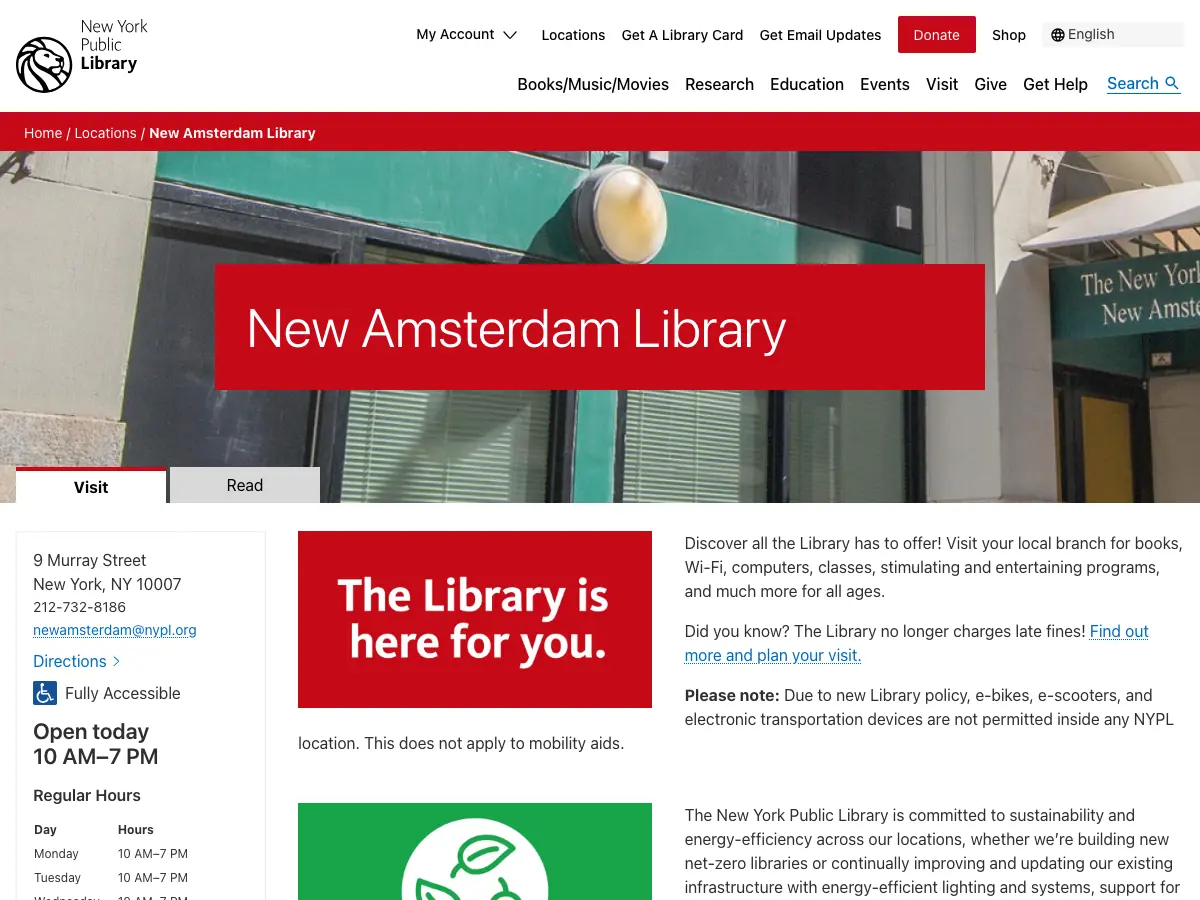 New Amsterdam Library's website