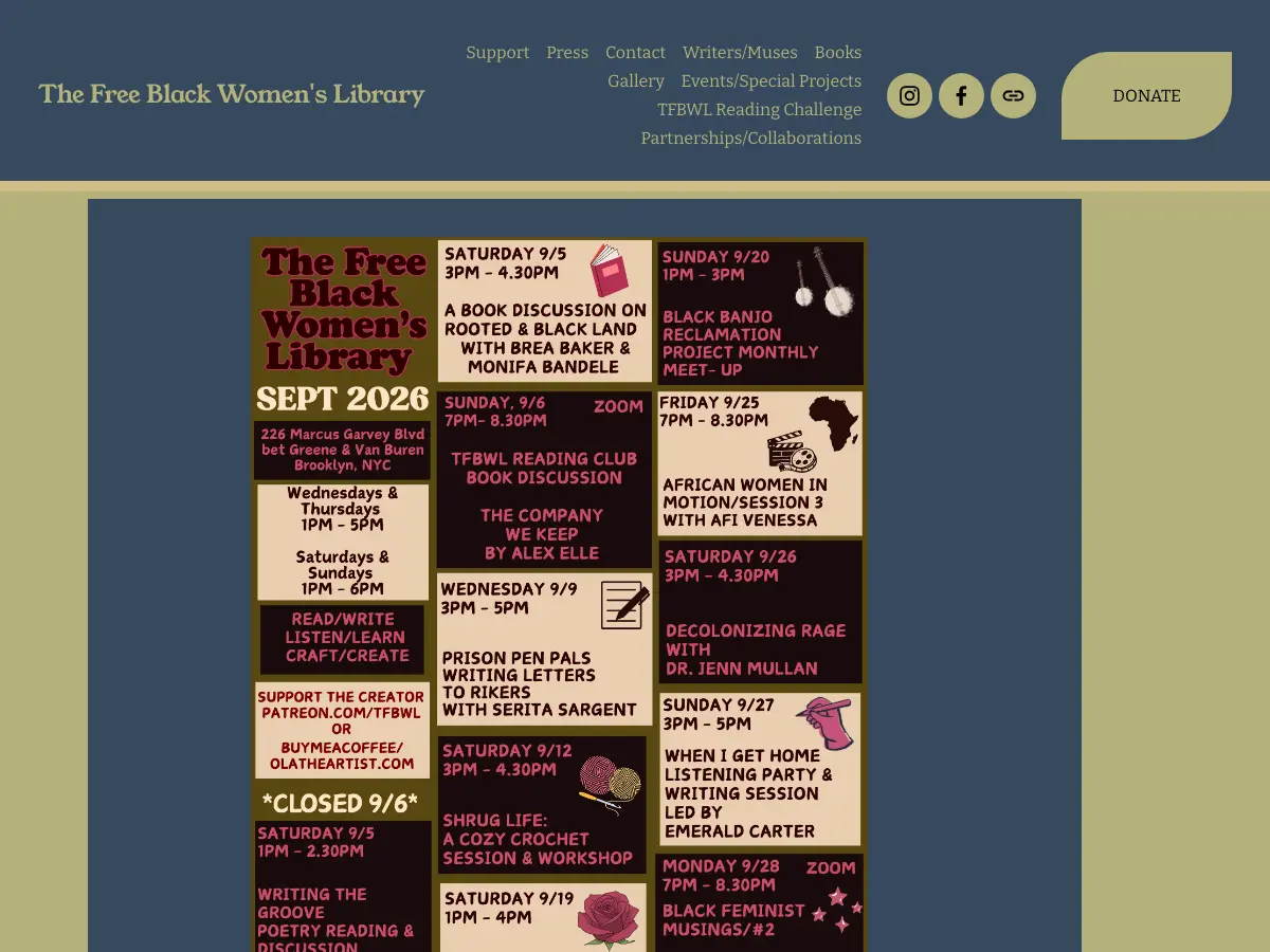 The Free Black Women's Library's website