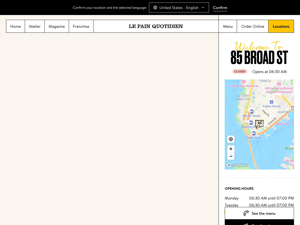Le Pain Quotidien's website