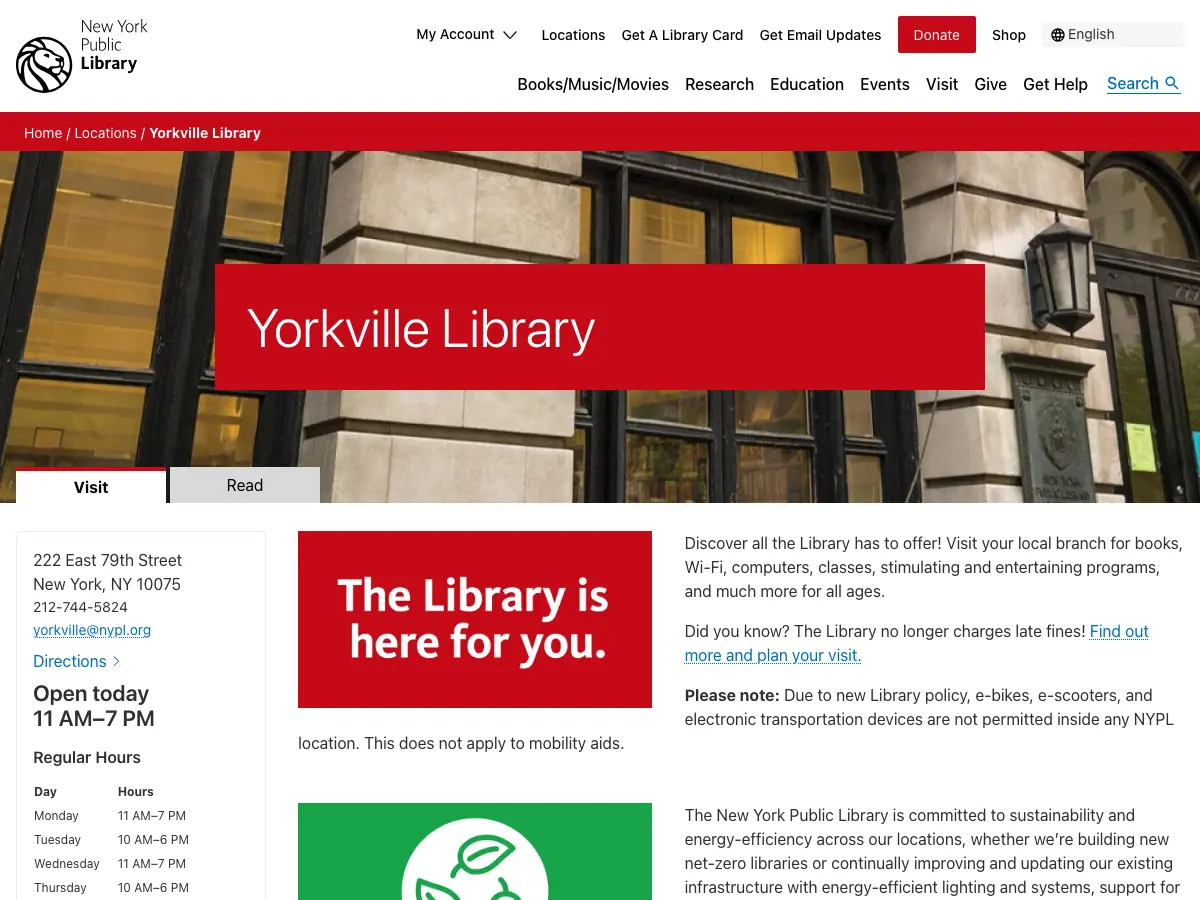 Yorkville Library's website