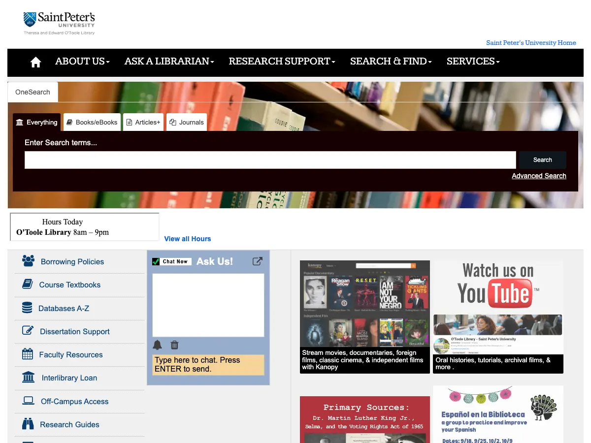 Theresa and Edward O'Toole Library's website