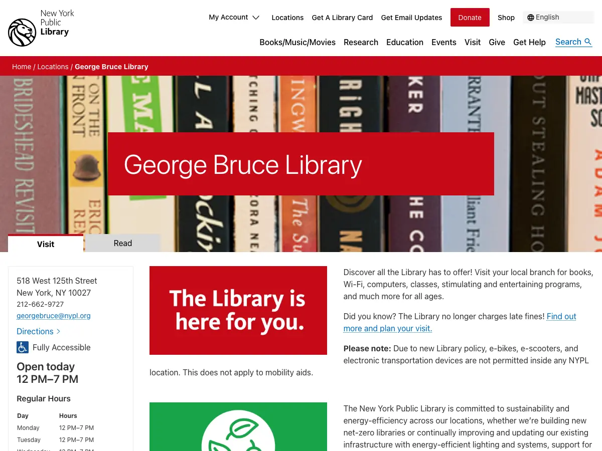 George Bruce Library's website