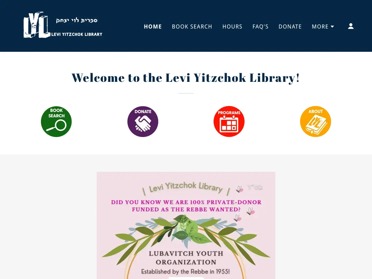 The Levi Yitzchok Library's website