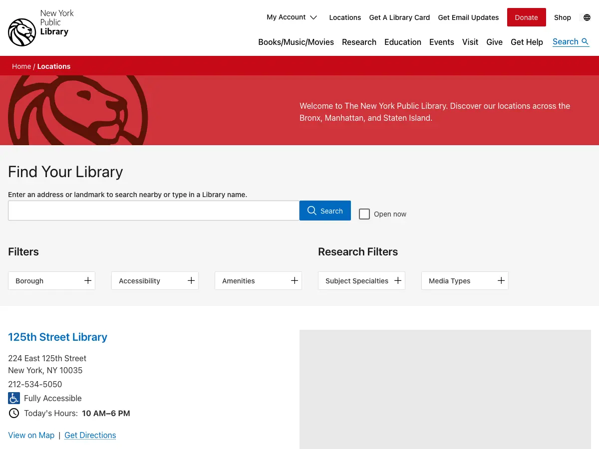 The New York Public Library's website