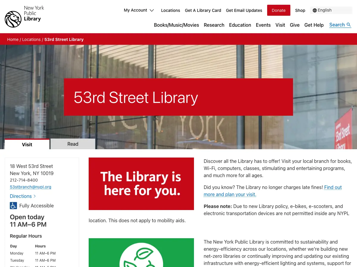 53rd Street Library's website