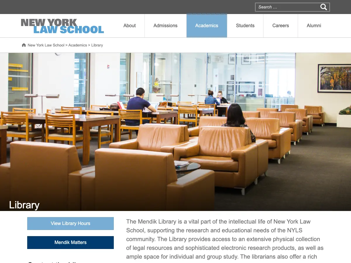 New York Law School Library's website