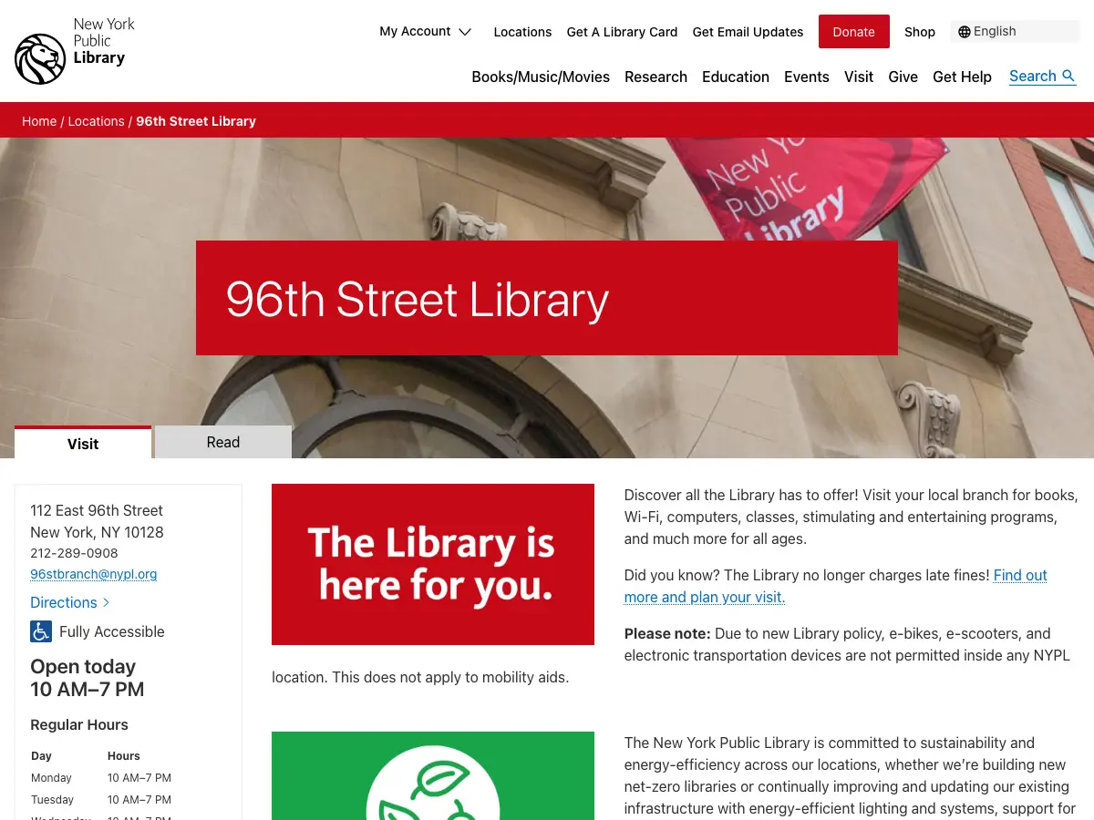 96th Street Library's website