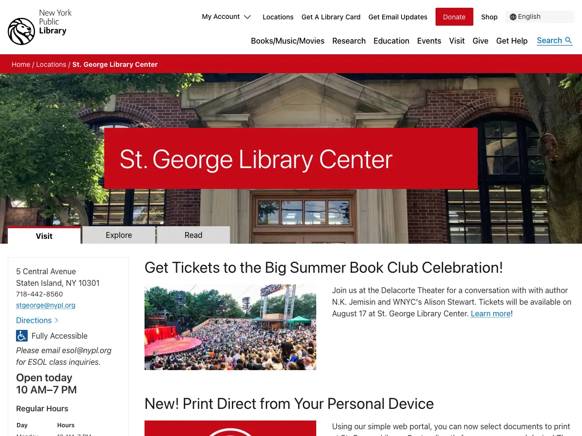 St. George Library Center's website