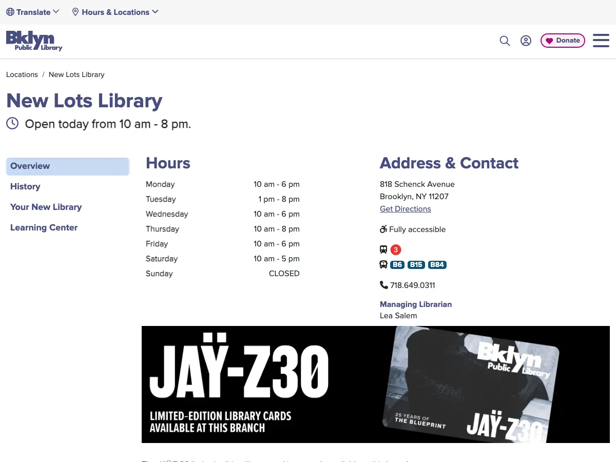 Brooklyn Public Library's website