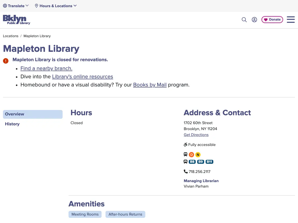 Mapleton Library's website