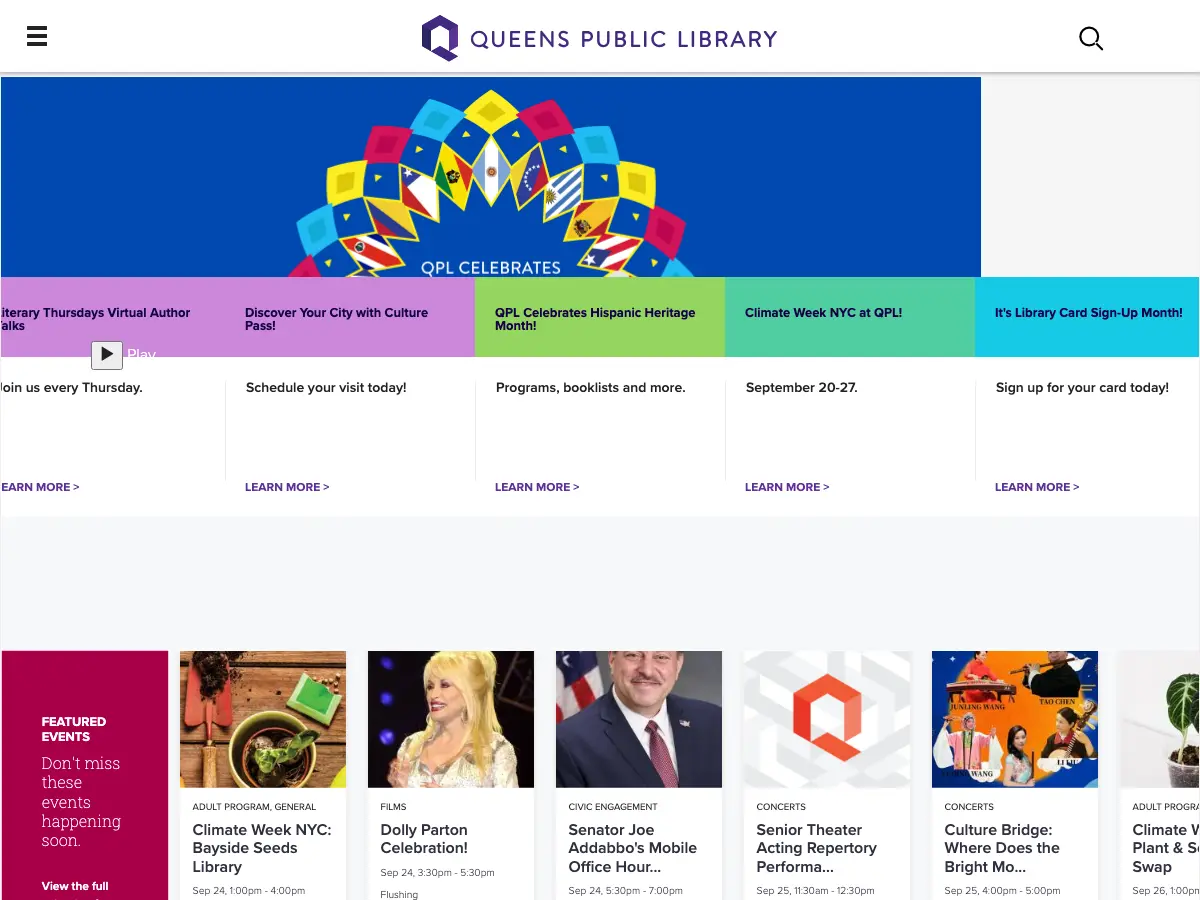 Queens Public Library At Hunters Point's website