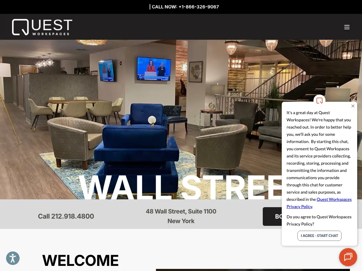 Quest Workspaces 48 Wall Street's website