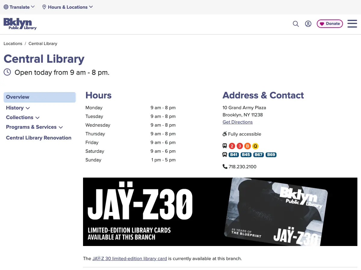 Brooklyn Public Library's website