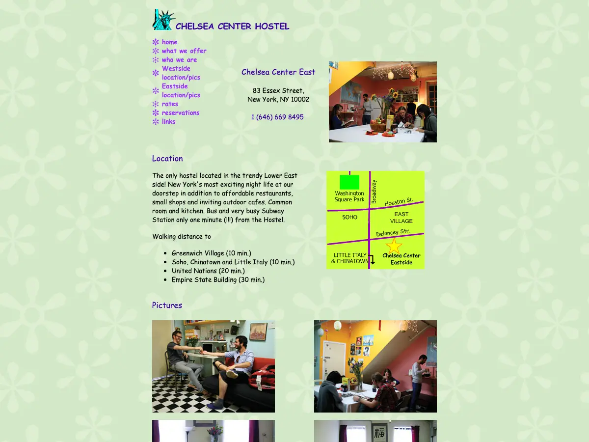 Chelsea Center Hostel's website
