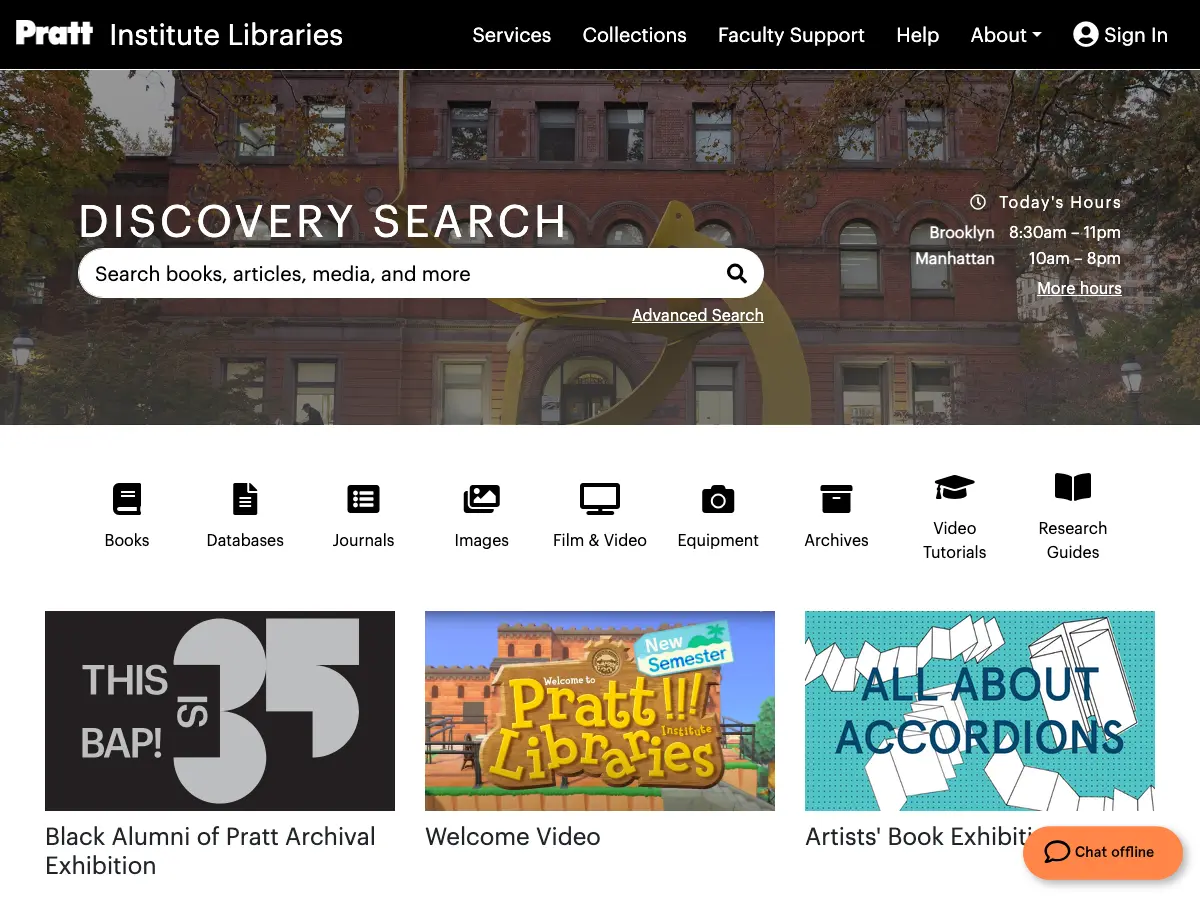 Pratt Institute Libraries's website
