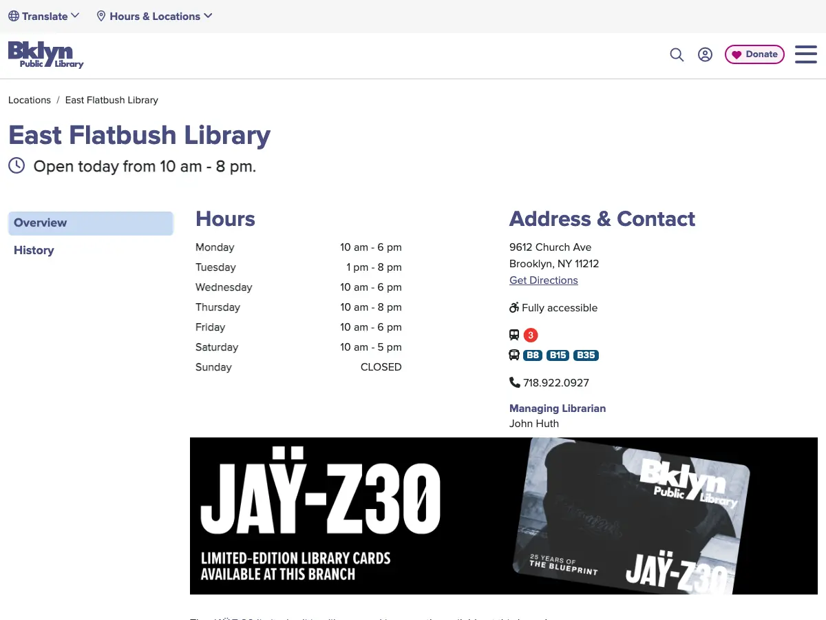 East Flatbush Library's website