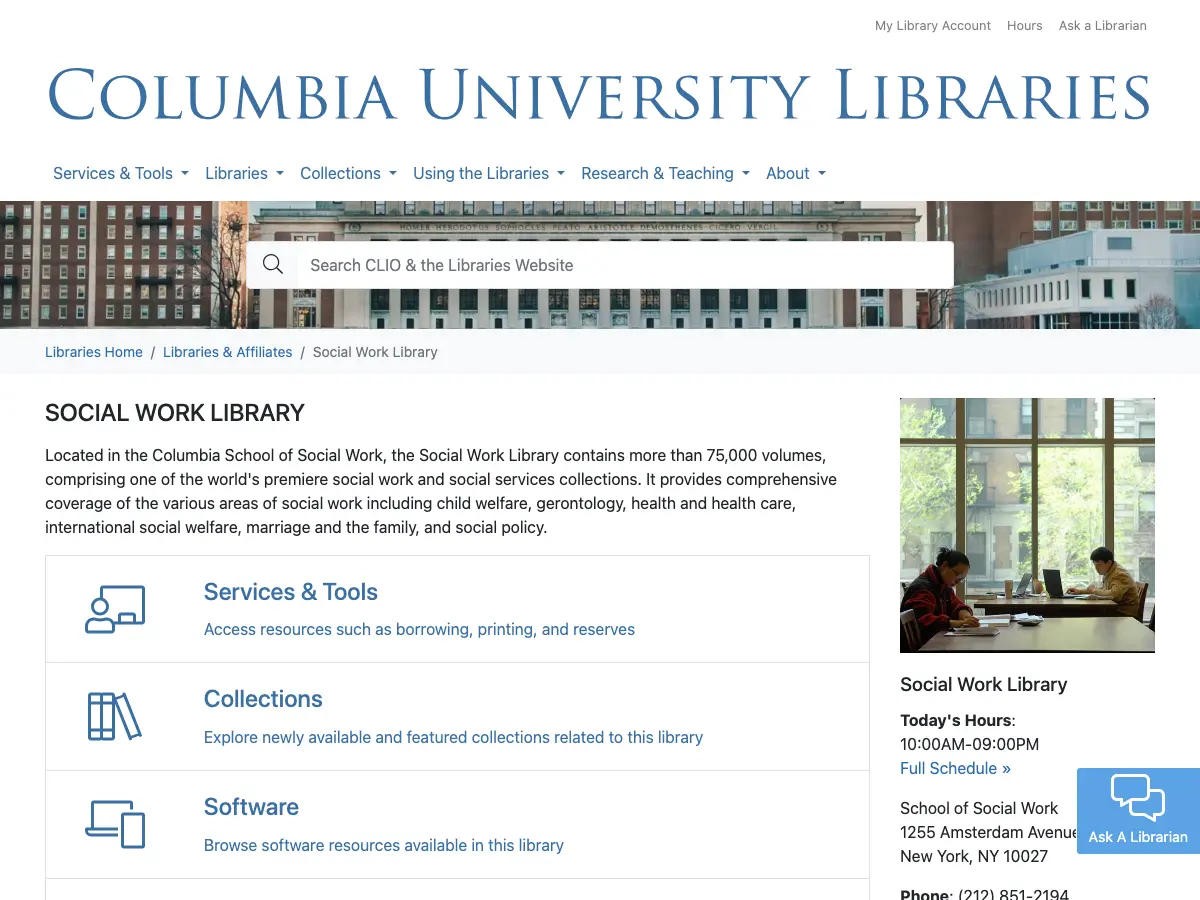 Social Work Library's website