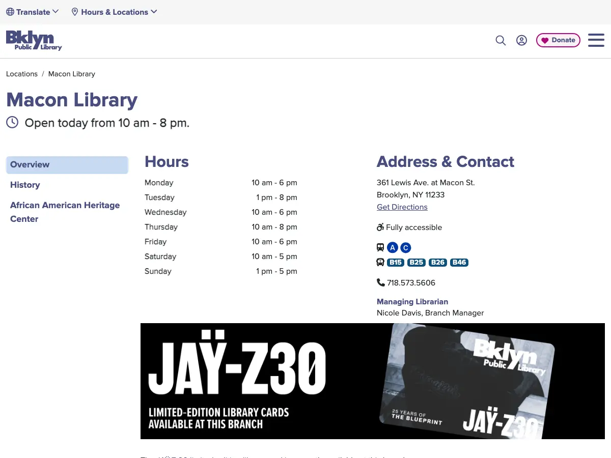 Macon Library's website