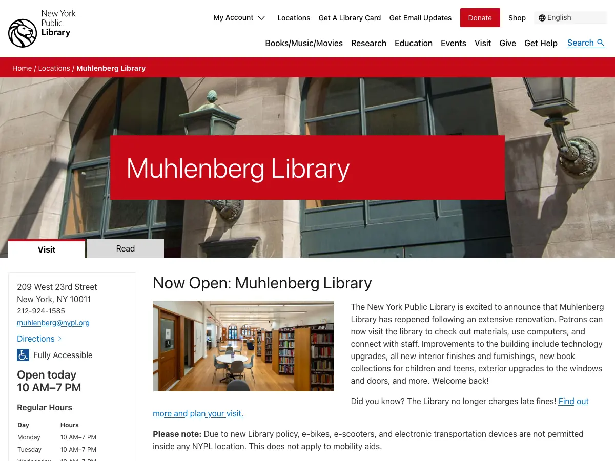 Muhlenberg Library's website