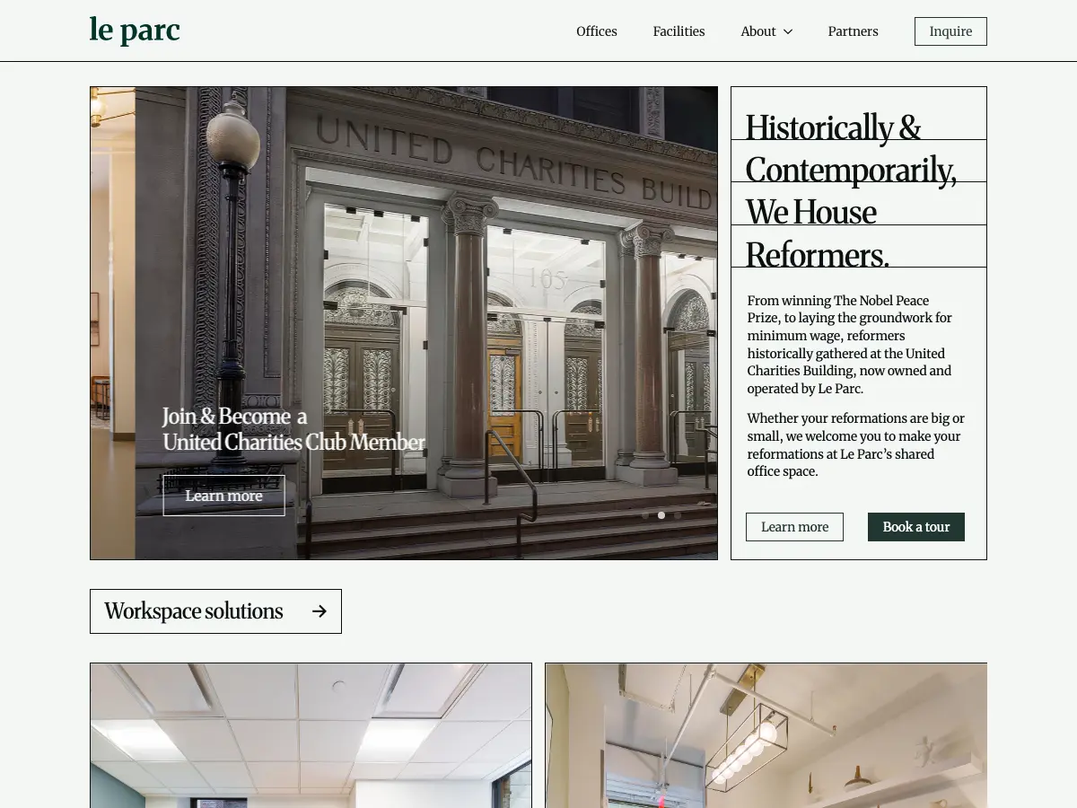 Le Parc Coworking Offices's website