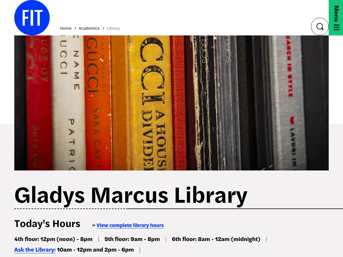 Gladys Marcus Library's website