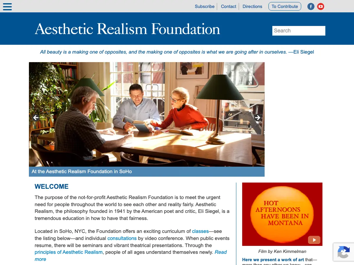 Eli Siegel Collection Library's website