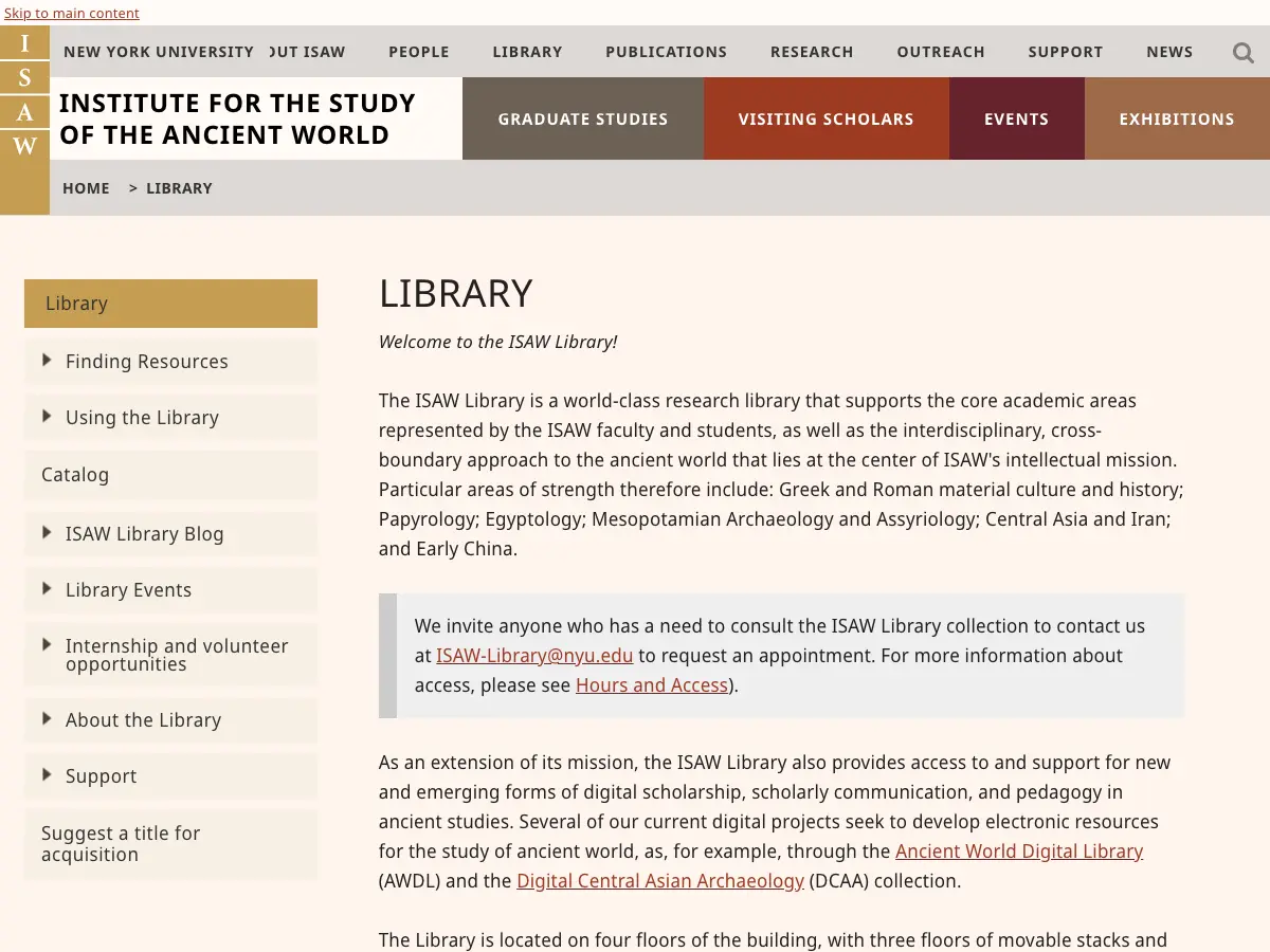 ISAW Library's website
