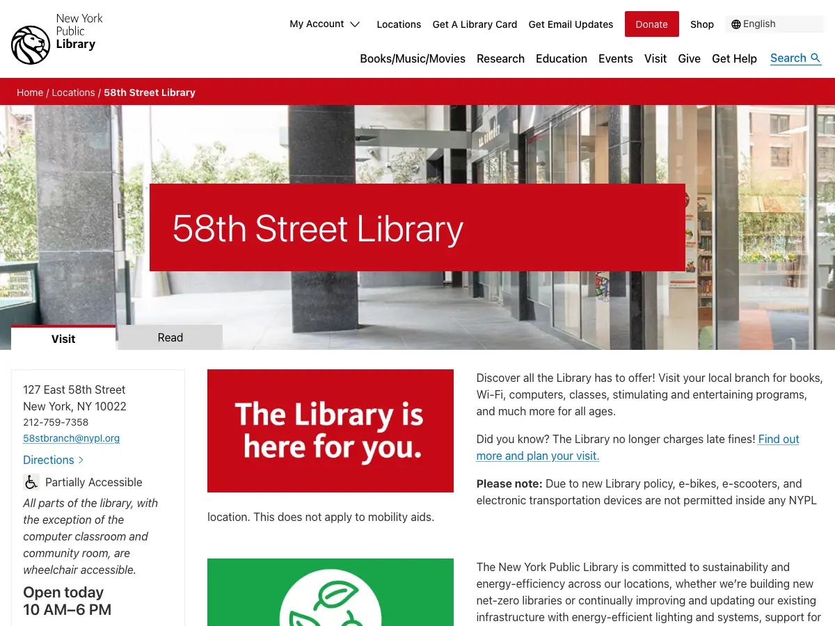 58th Street Library's website