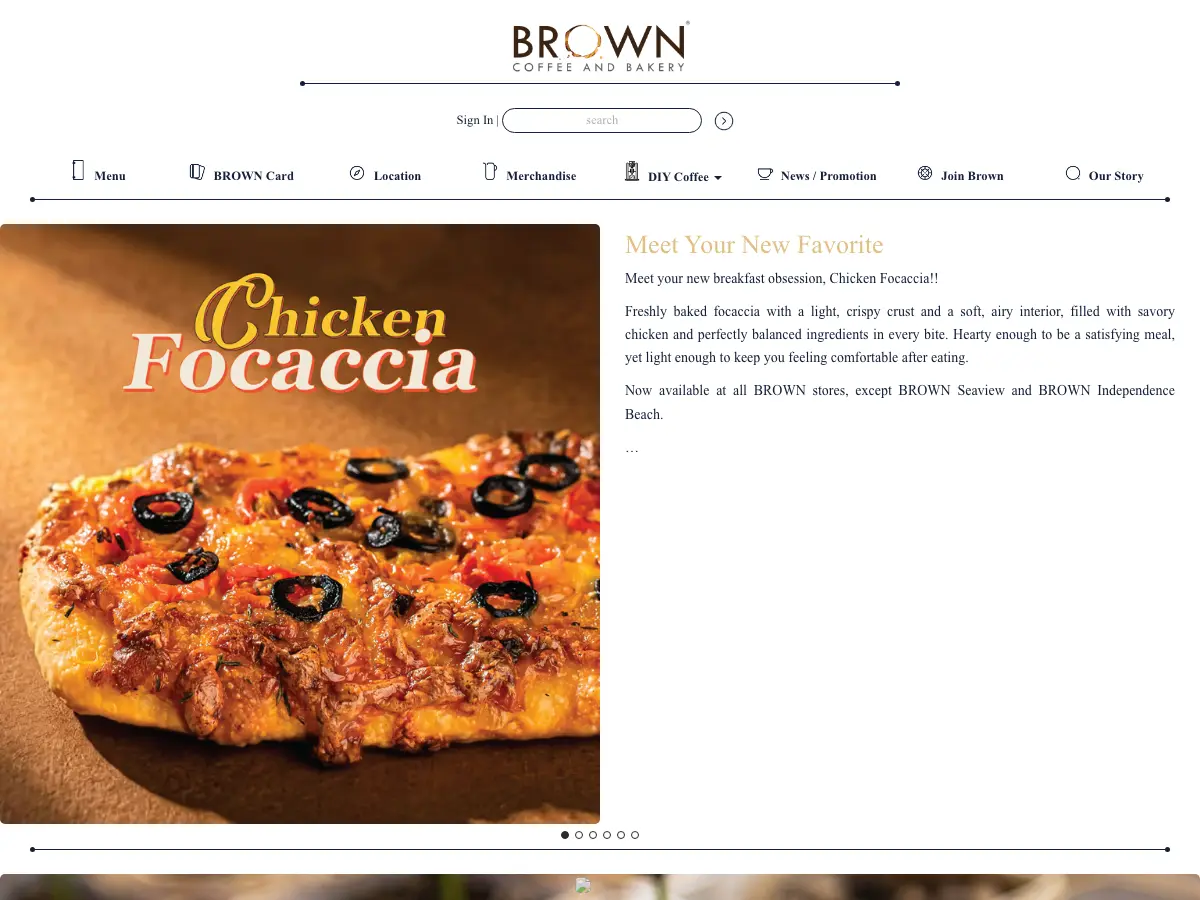 BROWN Coffee's website