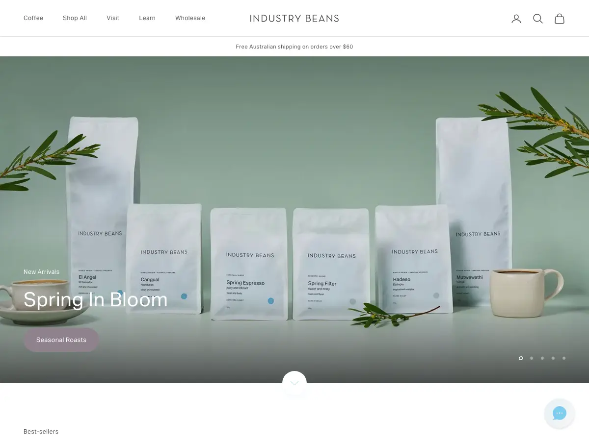 Industry Beans Newstead's website
