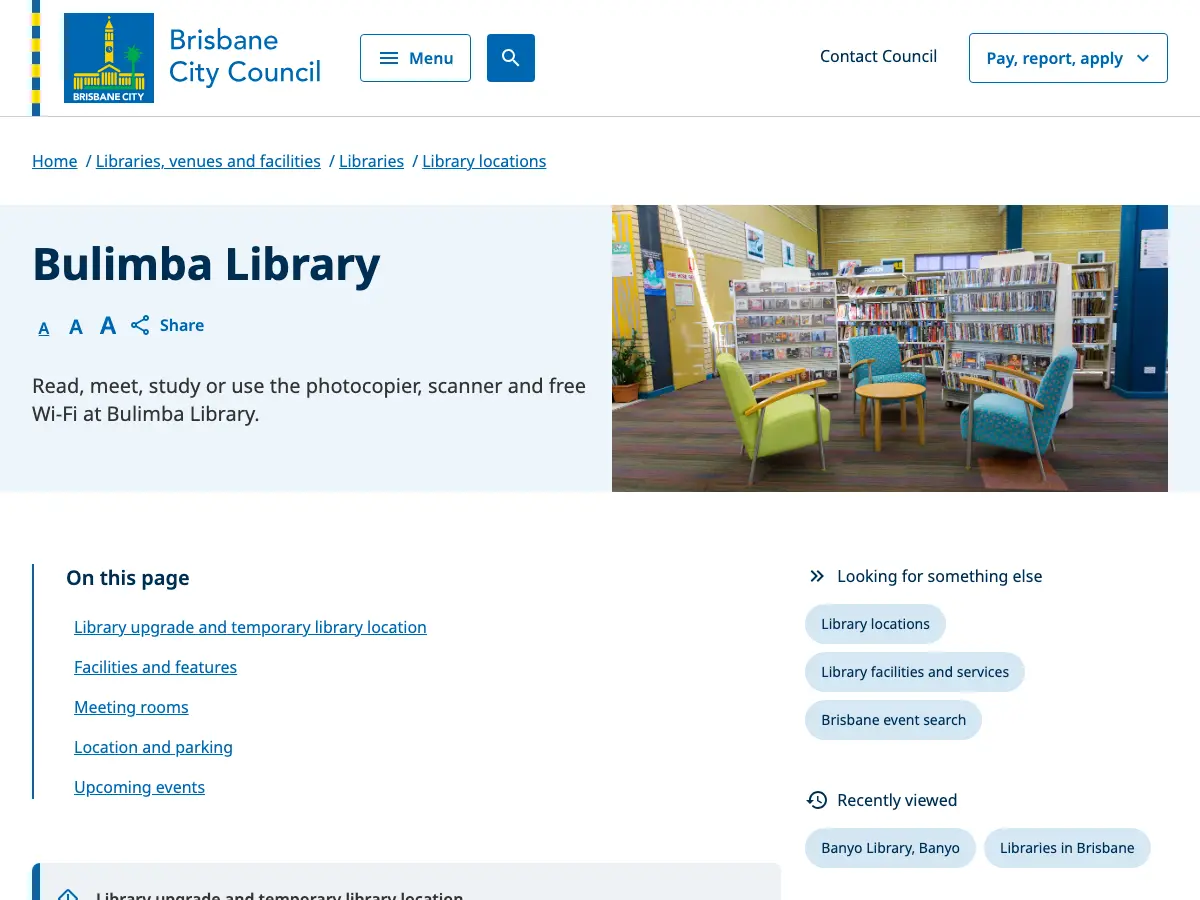 Bulimba Library's website