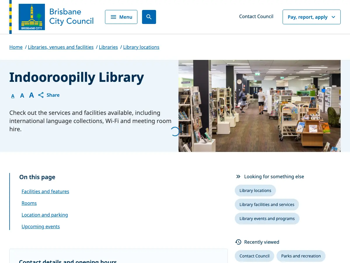 Indooroopilly Library's website