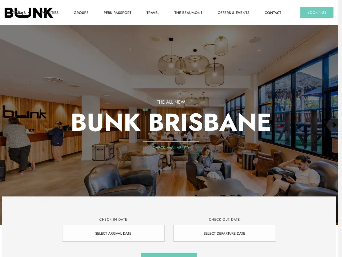 Bunk Brisbane's website