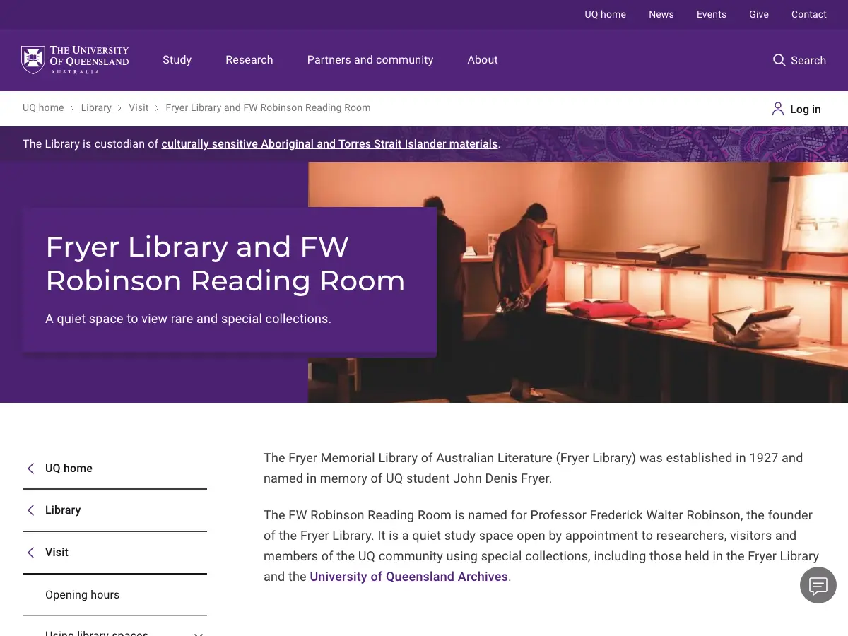 Fryer Library's website