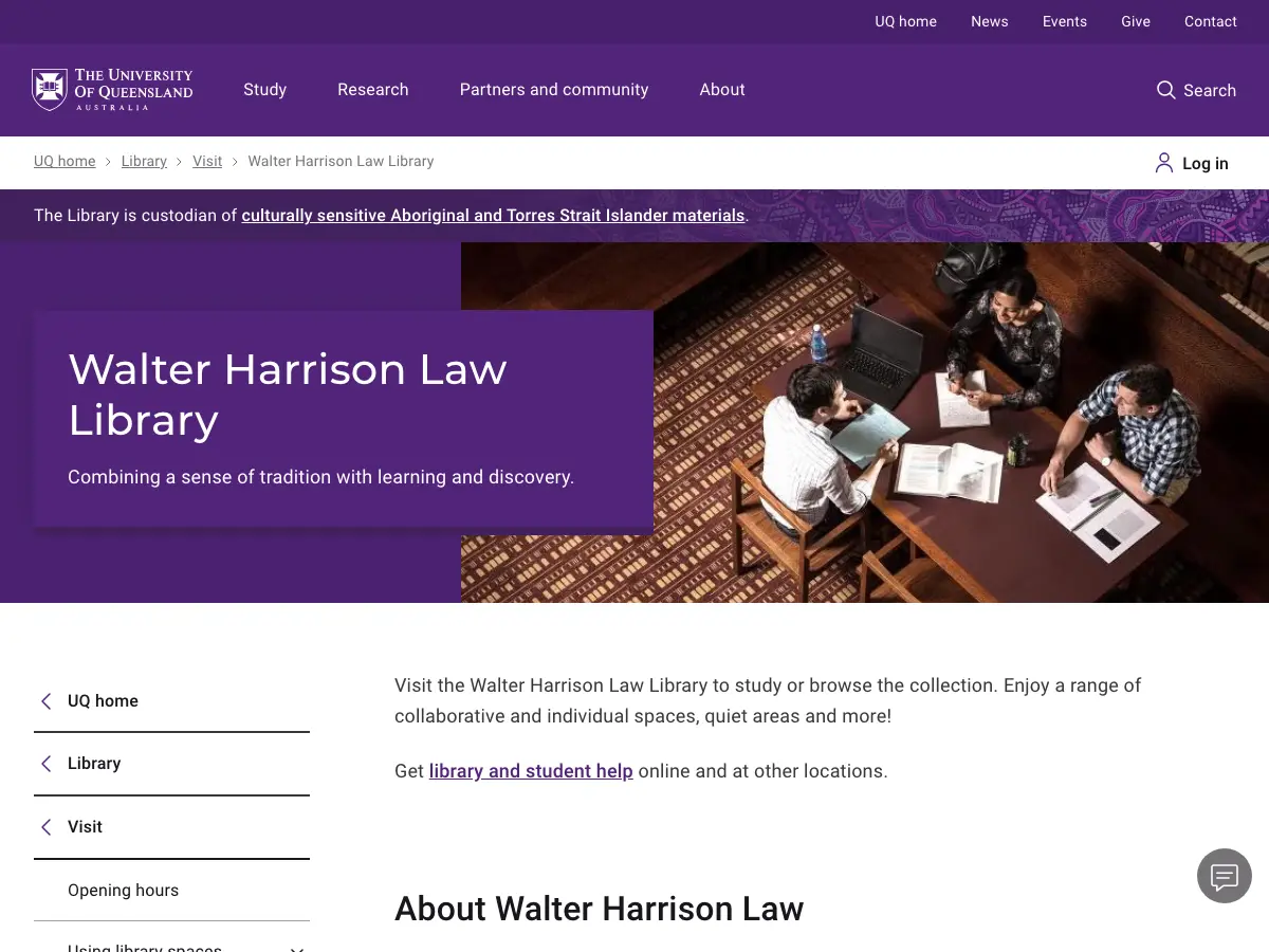 Walter Harrison Law Library's website