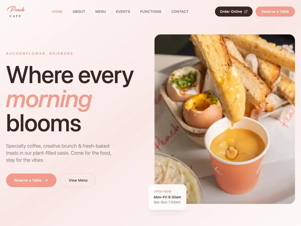 Peach Cafe's website