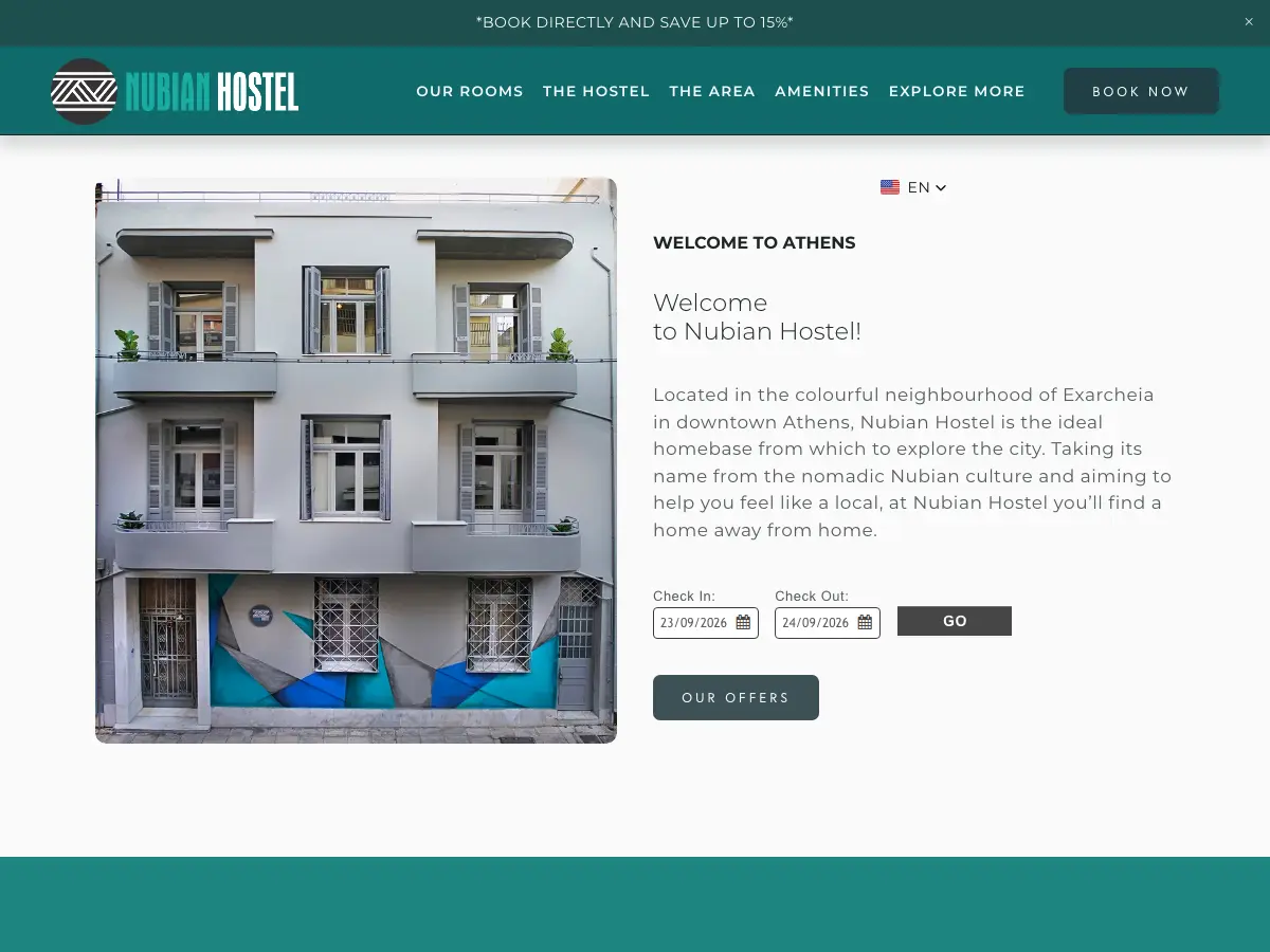 Nubian Hostel Athens's website
