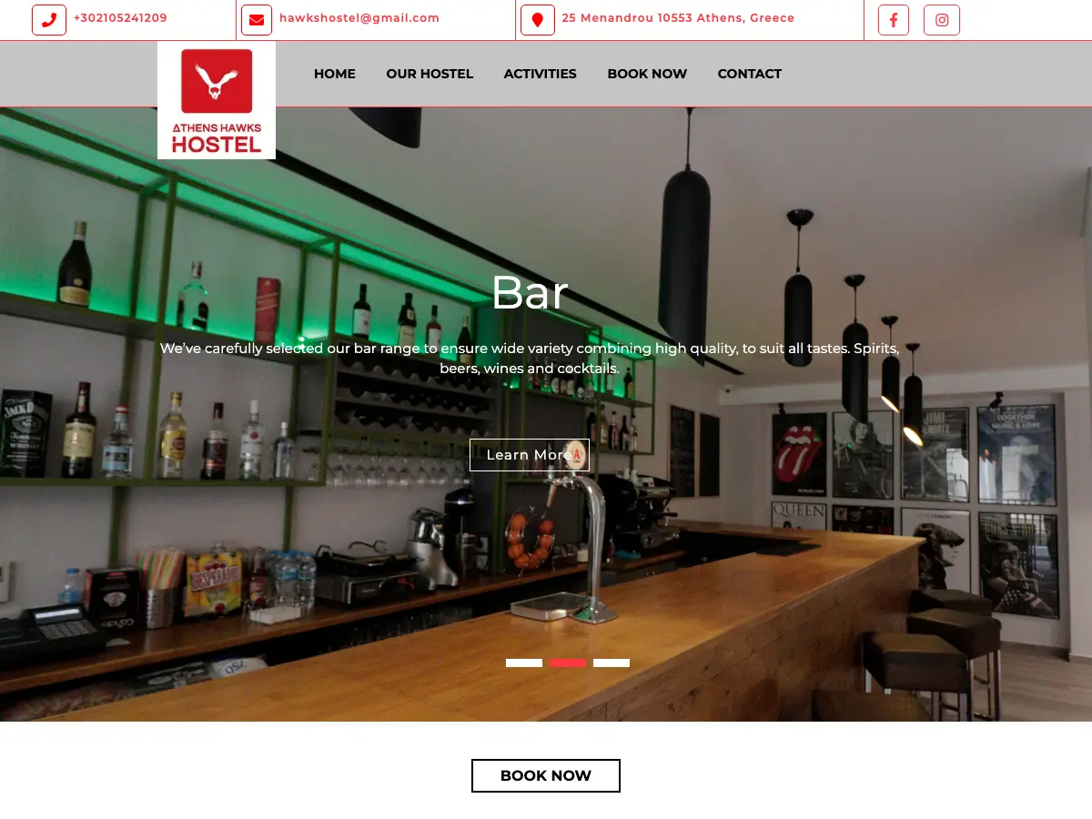 Athens Hawks Hostel's website