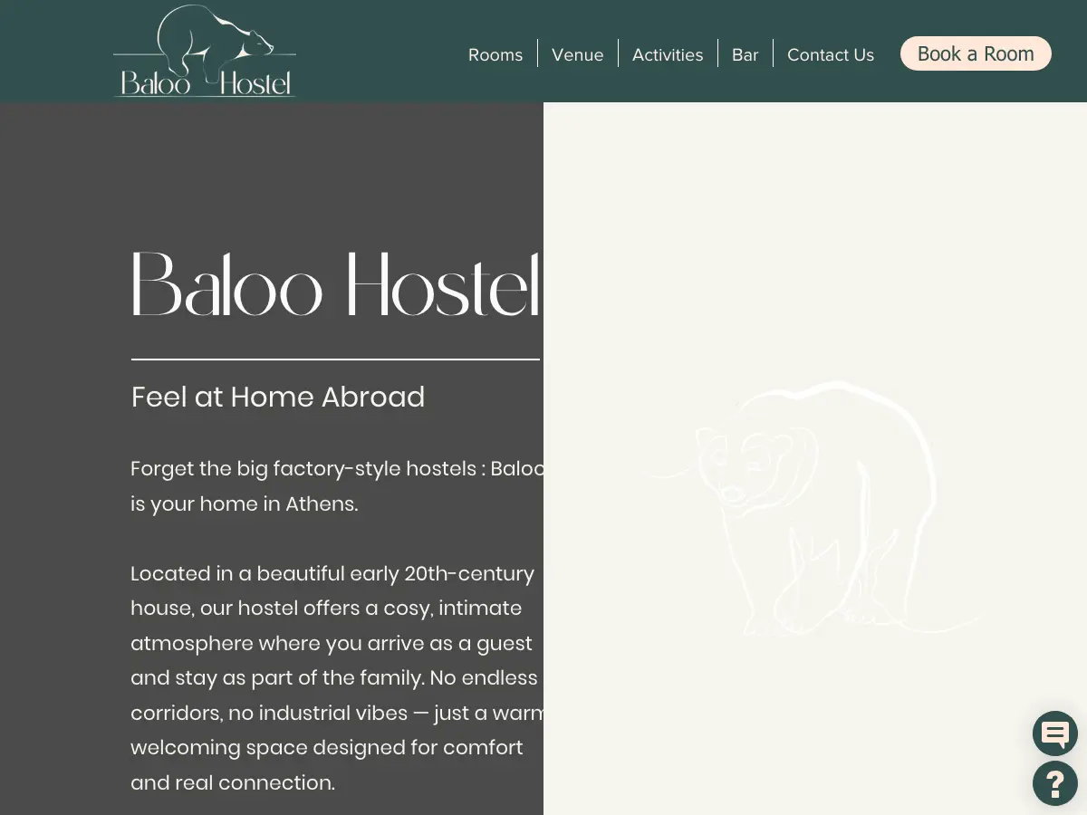 Baloo Hostel's website