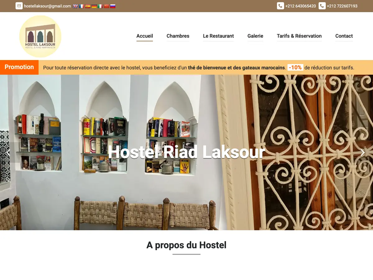 Hostel Laksour's website