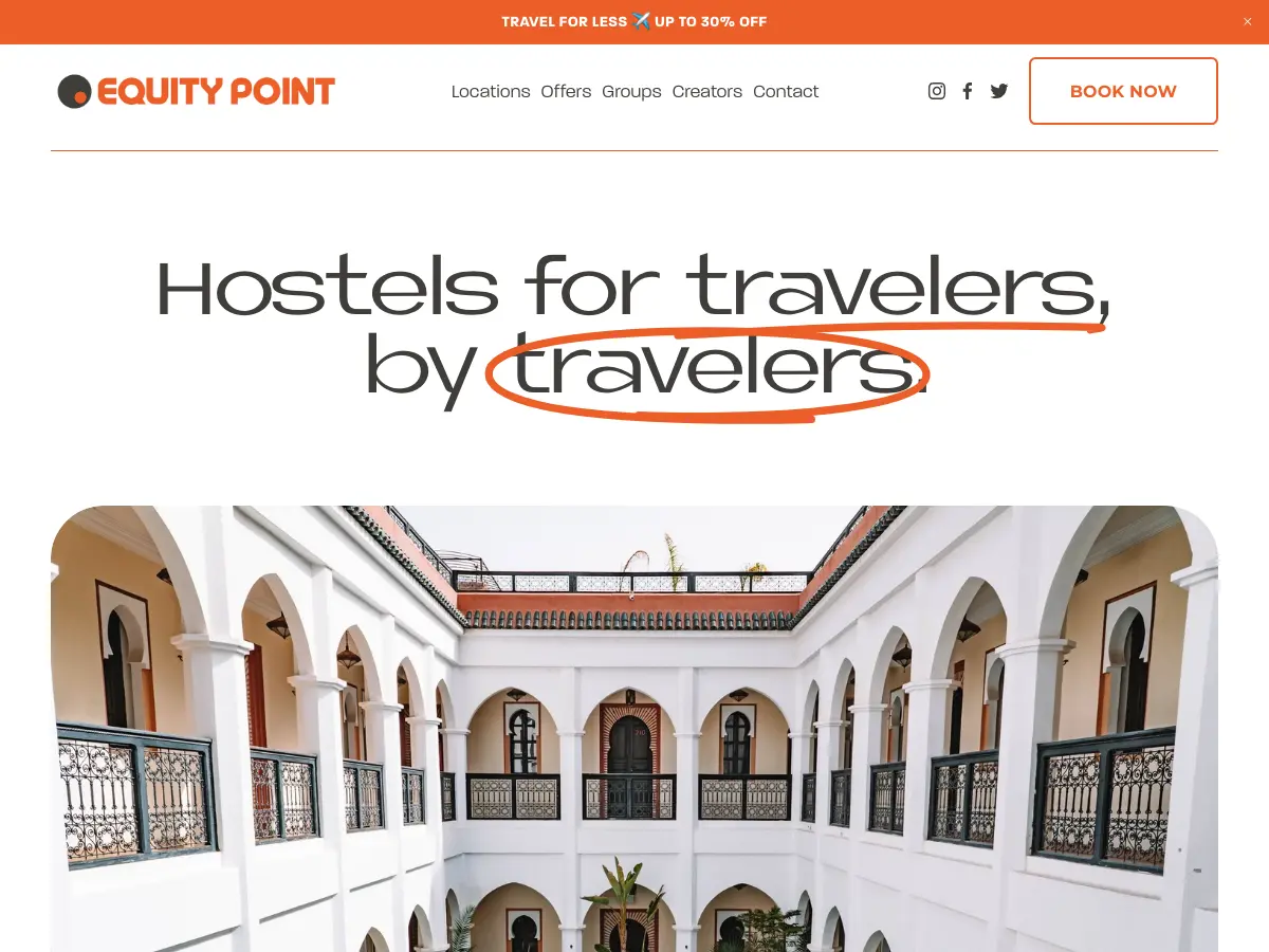 Equity Point Hostel Marrakech's website