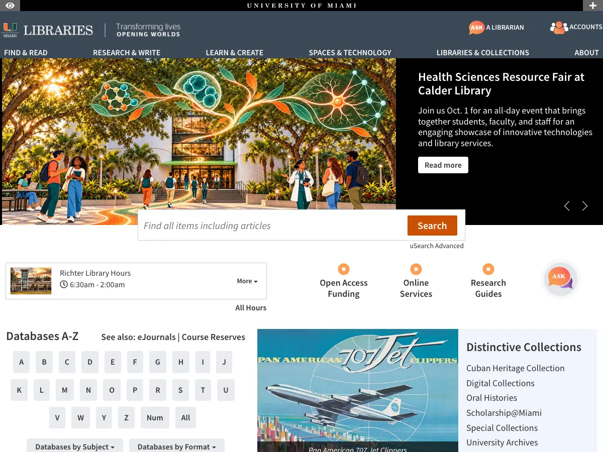 Richter Library's website