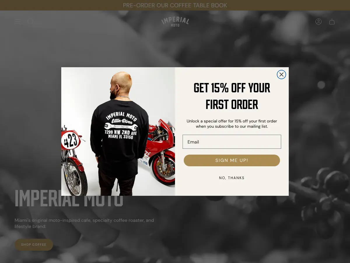 Imperial Moto Café's website