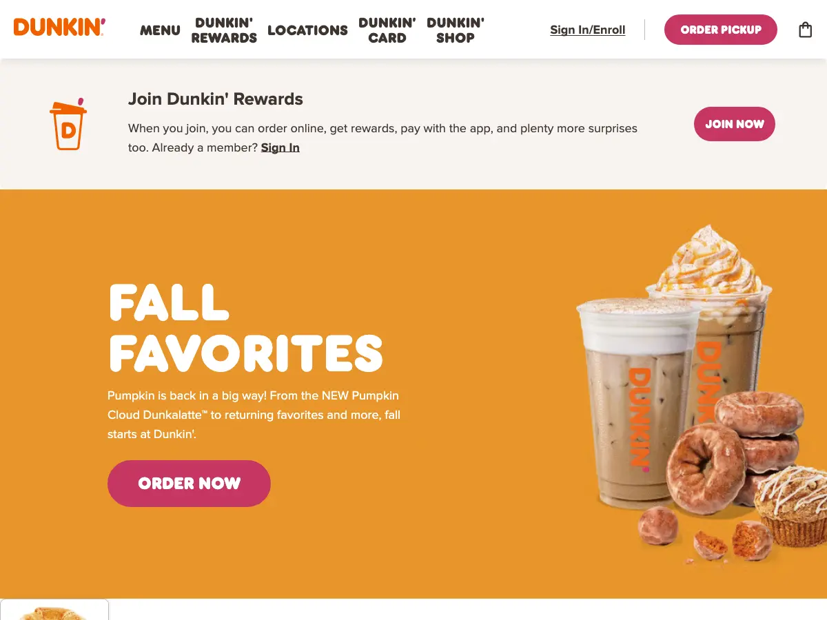 Dunkin''s website