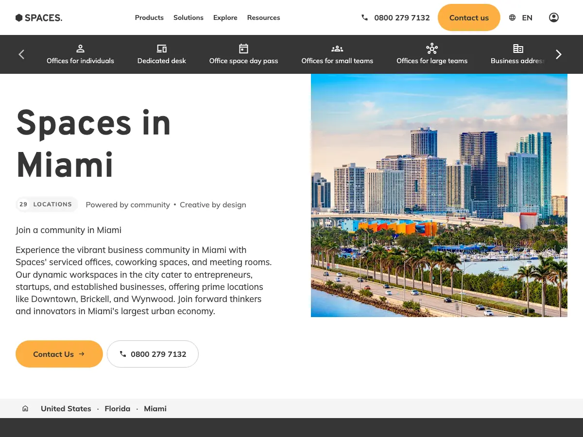 Spaces - Florida, Miami - Spaces Miami Central's website