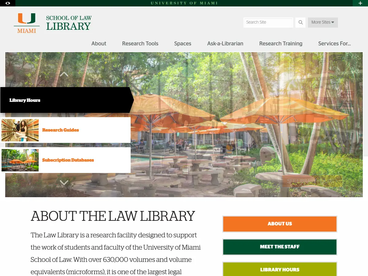University of Miami Law Library's website