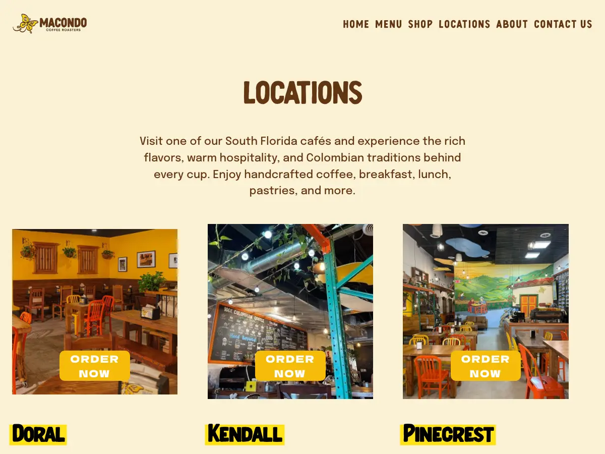 Macondo Coffee Roasters's website