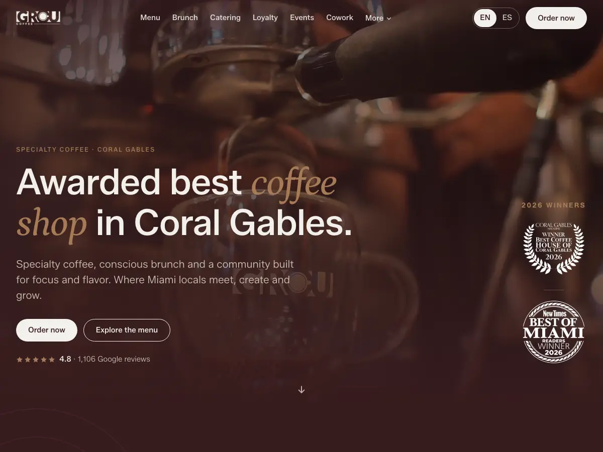 GROU Coffee + Cowork's website